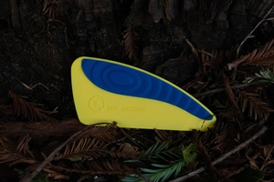 A yellow and blue pan scraper